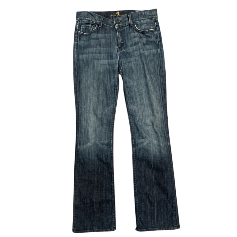 7 For All Mankind High Waist Bootcut Jeans 33” Inseam Tall Dark Wash Stretch 29